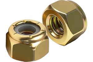 Mywish 25 Pcs 3/8-16 Lock Nuts, Nylon Insert Locknuts, Coarse Thread Hex Nuts, Yellow Zinc Steel 3/8 Nut