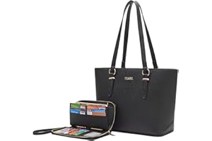 YZAOLL Purses for Women Faux Leather Medium Large Tote Satchel Shoulder Purse Handbag Wallet set