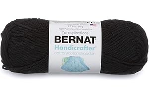 Bernat Handicrafter Cotton Solids Yarn, 1.75 oz, Gauge 4 Medium, 100% Cotton, Black Licorice