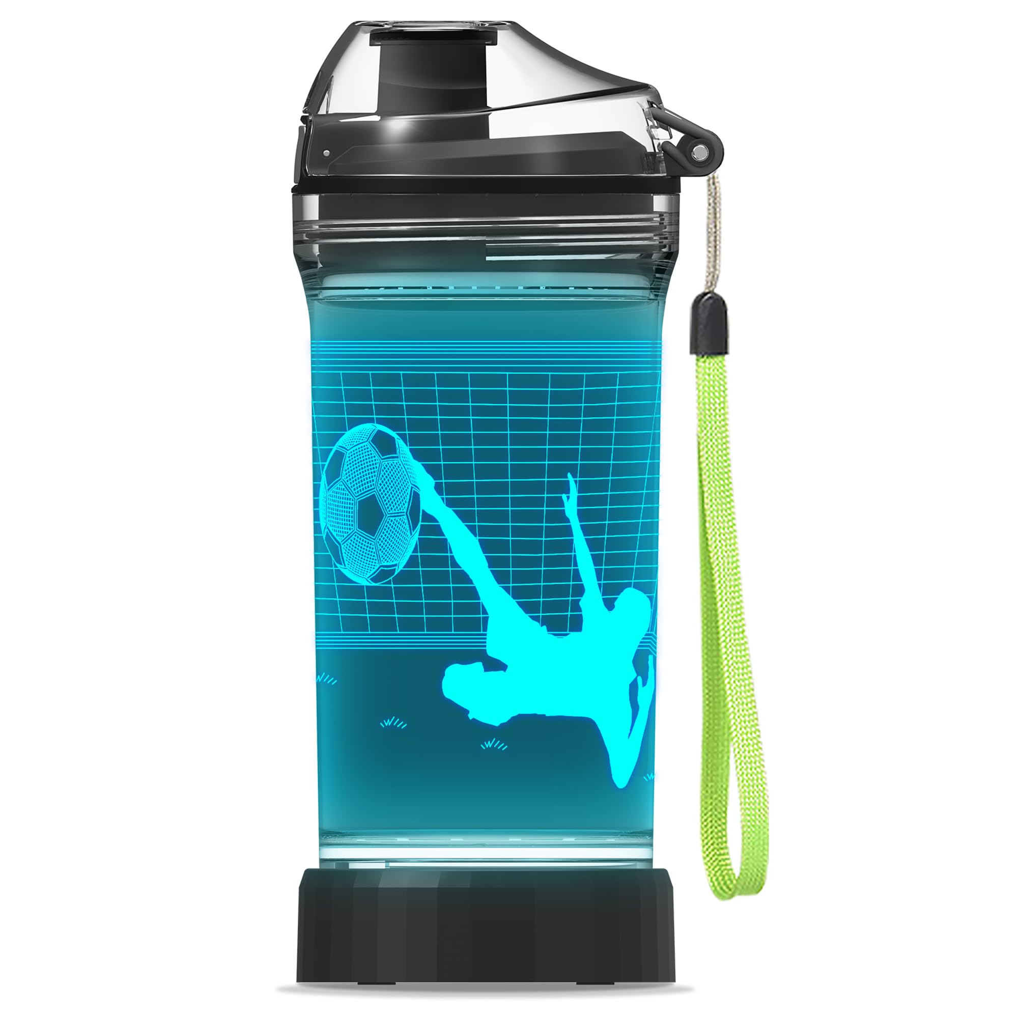 YuanDian Football Gifts for Boys, Light Up Kids Water Bottle with 3D Illusion Lamp- 14 OZ Tritan BPA Free - Cool Drinking Cups Gift for School Kids Boy Child Sport Football Lovers