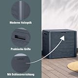 Prosperplast Woodebox Garden Storage Box 140L Anthracite Lockable Plastic Chest view 4