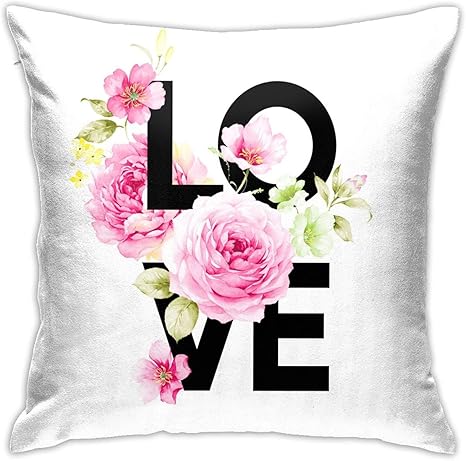 Amazon Co Jp 団子dadabuliu クッションカバー 45 45cm 抱き枕カバー 牡丹 咲く ピンク 恋 愛 英文柄 柔らかい かわいい おしゃれ ソファ背当て 部屋 雑貨 家庭用 オフィス ホテル用 車用 座布団カバー インテリア飾り ホーム キッチン