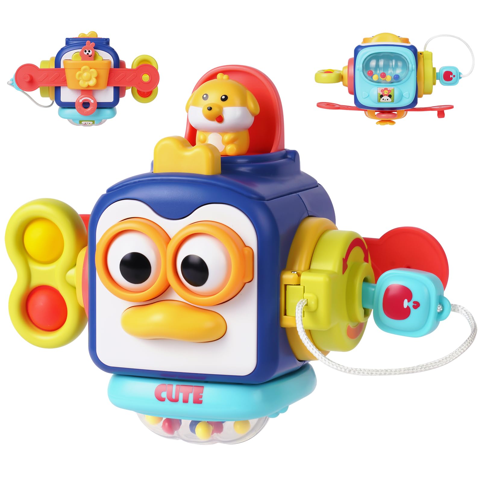 Ainiv Montessori Toys for 1 Year Old, Baby Toys Travel Activity Busy Cube, Baby Sensory Toys for Toddlers 1-3, Educational Motor Skills Fidget Toys, Plane Travel Learning Toys Kids Gift for 12 Months+