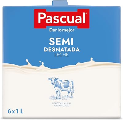 Pascual - Pascual Leite meio gordo - Bem-estar animal - Pack 6 x 1 L