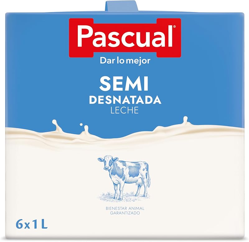 Pascual - Pascual Leite meio gordo - Bem-estar animal - Pack 6 x 1 L