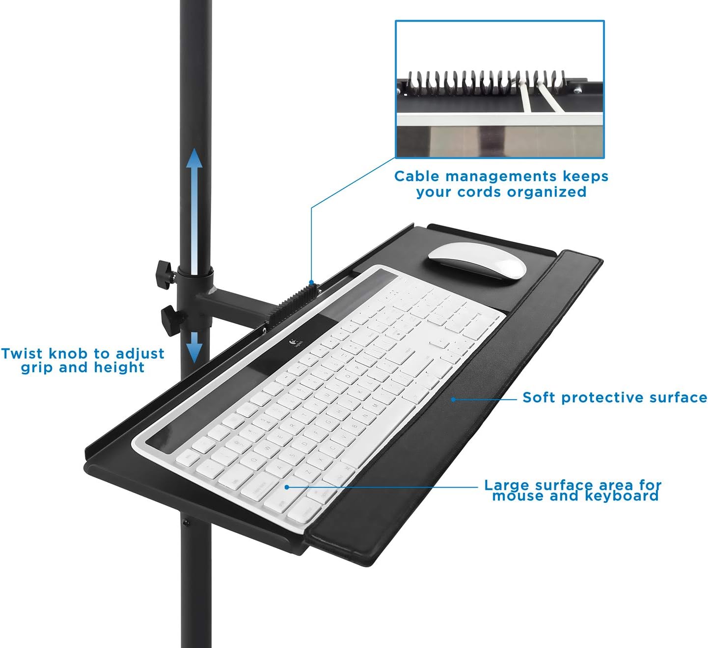 Mount-It! Rolling Computer Cart, Mobile Workstation with Tray Monitor Mount and CPU Holder, Height Adjustable and Mobile Stand for Office and Industrial Use : Office Products
