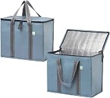 VENO 2 Pack Large Insulated Reusable Grocery Bag with Hard Bottom