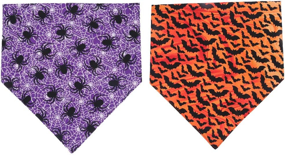 KZHAREEN 2 Pack Halloween Dog Bandana Reversible Triangle Bibs Scarf Accessories : Kitchen & Dining