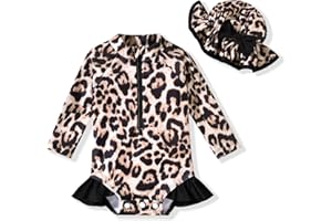 Aalizzwell Baby Girls Long Sleeve One Piece Swimsuit with Hat