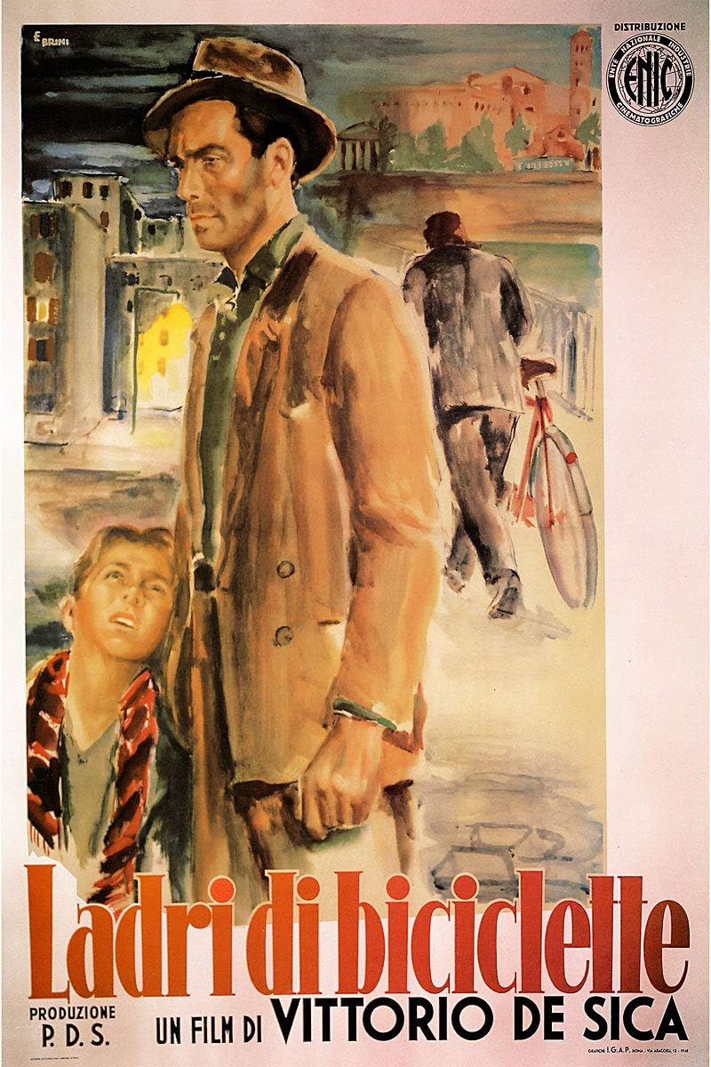 American Gift Services - Ladri di Biciclette Italian Bicycle Thieves Vintage Movie Poster - 24x36