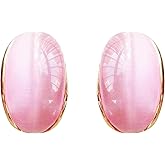 Navachi 18k Gold Plated Crystal Multicolor Created-Opal Rainbow Omega Back Earrings