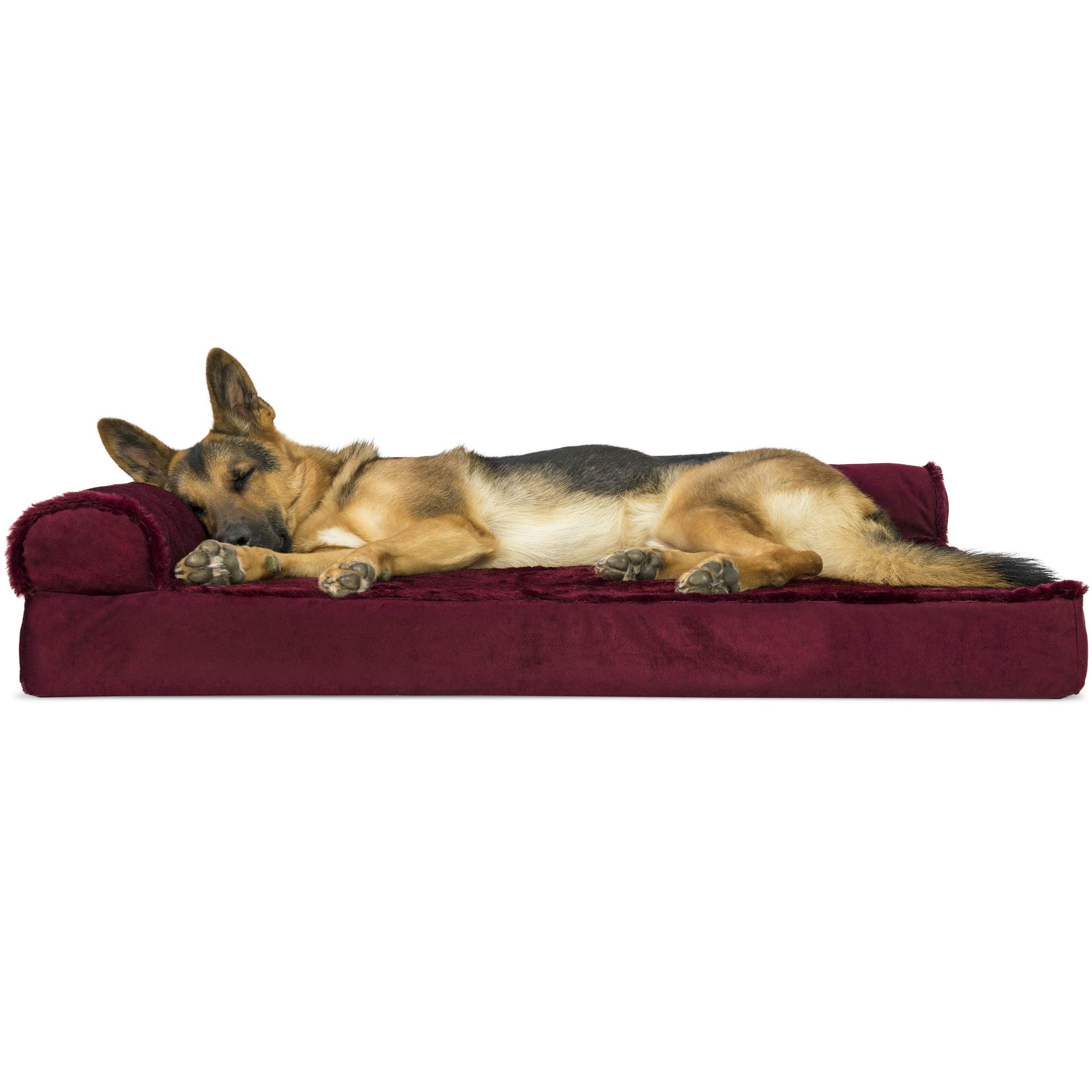Furhaven Plush & Velvet L-Shaped Chaise Egg Crate