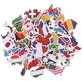 JunlintoLED Spinning Pen, 50X National Flags Stickers, Waterproof, Silicone, Irregular, Matte Finish