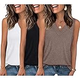 EyMuse 3 Pack Women's V Neck Tank Tops Summer Casual Sleeveless Basic Tee Shirts 2026 Fashion Beach Vacation Clothes