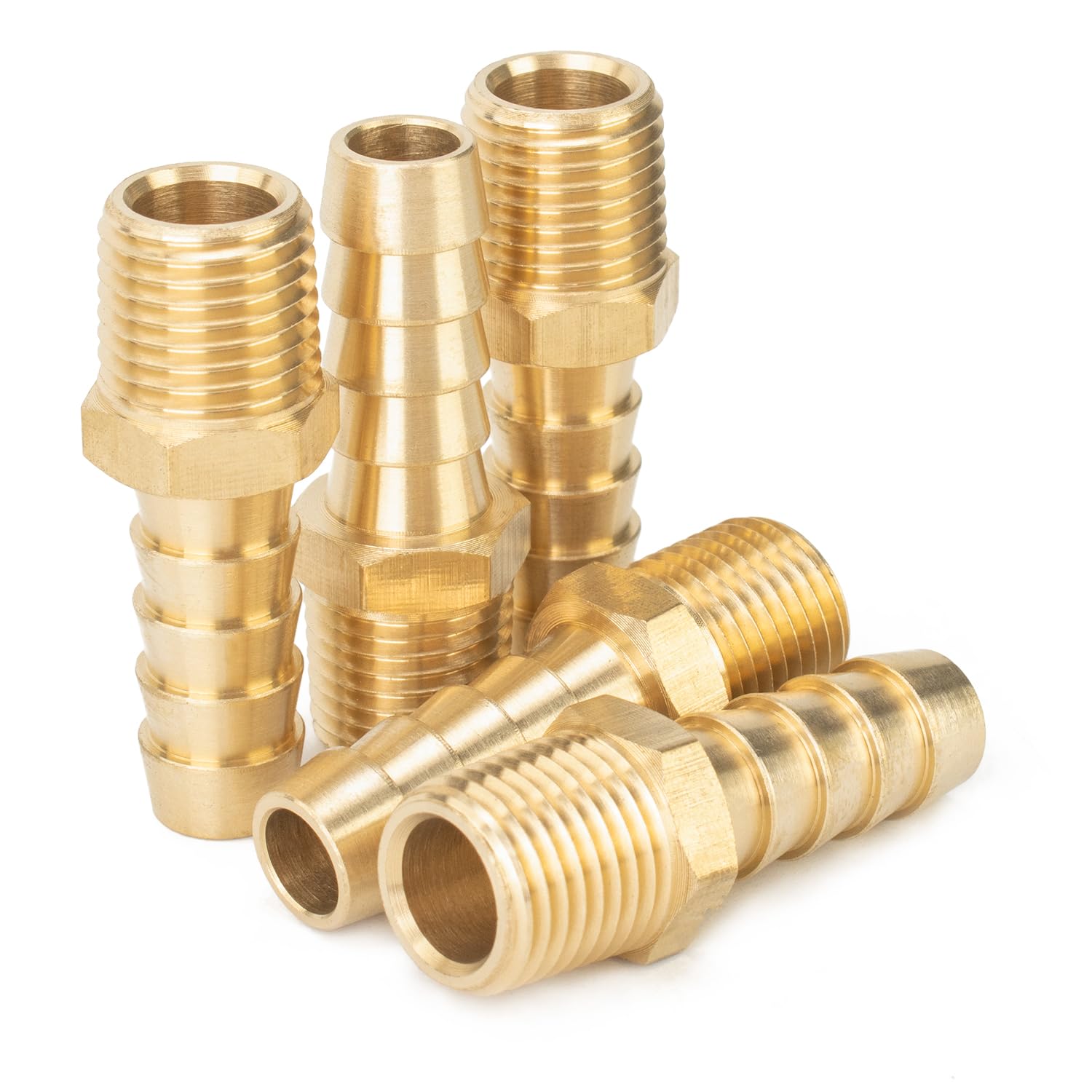 LTWFITTING Brass Barbed Fitting Coupler/Connector 1/4-Inch Male BSPT x 10mm Hose Barb(Pack of 5)