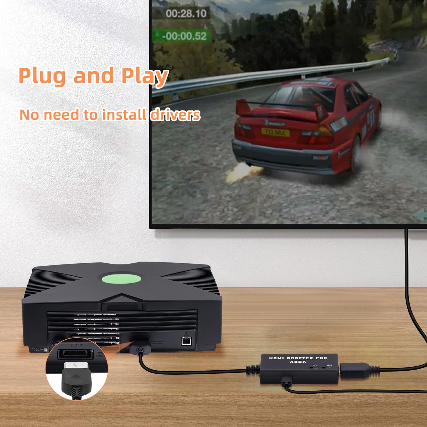 Mcbazel Original Xbox to HDMI Adapter, HD Link Cable Support 1080P/720P Xbox to HDMI Converter for Xbox Gen. 1 - Black