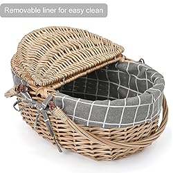 Wicker Picnic Basket with Removable Liner Empty