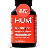 HUM B12 Turbo, Vitamin B12 Supplement, Daily Energy Support, Calcium for Bone Health, B-12 Vitamin Energy Supplements, Gluten Free, Vegan, Non GMO, 30 Vegan High Potency Tablets