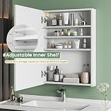 Dripex Single Door Bathroom Mirror Cabinet White 50x70cm Wall Mounted view 5