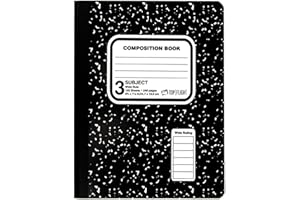 Top Flight 11926 Sewn 3-Subject Marble Composition Book, Wide Rule, 9.75 x 7.5-Inches, 120 Sheets (Black/White)
