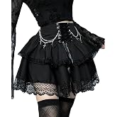 TSMNZMU Women Gothic Ruffle Mini Skirt High Waist Alt Punk Layered Skirt | Lolita Fairy A-Line Bandage Pleated Skirt Y2K Emo