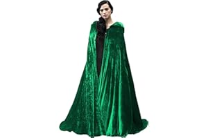 HOMELEX Black Witch Velvet Cloak Halloween Maleficent Hooded Cape Queen King Robe Outfit Renaissance Medieval Costume