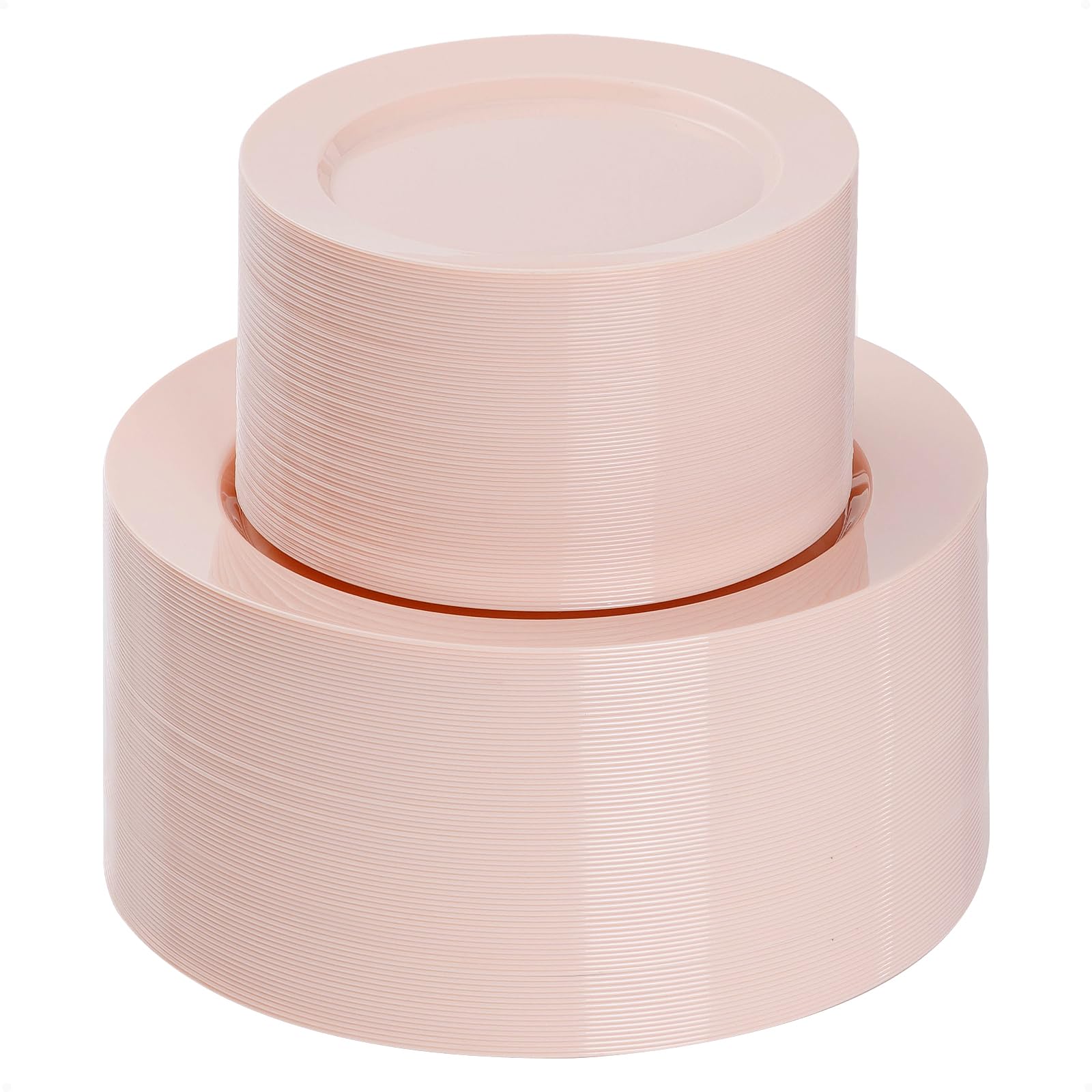 Photo 1 of Goodluck 200PCS Disposable Pink Plastic Plates, Heavy Duty Disposable with 100 10.25 inch and 100 7.5 inch Dessert Plates for Party, Wedding, Baby Shower, Valentines