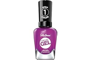 Sally Hansen Miracle Gel Salon Quality Nail Polish | Gel-Like Formula, Two-Step System, No UV Light Needed, Long Lasting | Opaque, Shimmery | 529 Hunger Flames | Purple Nail Color