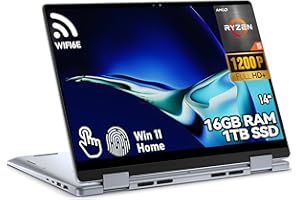 Dell Inspiron 14 2-in-1 Laptop, 14" FHD+ Touch, Ryzen 5 8640HS, 16GB DDR5, 1TB SSD, 1080p Camera, Wi-Fi 6E, Windows 11 Home, 