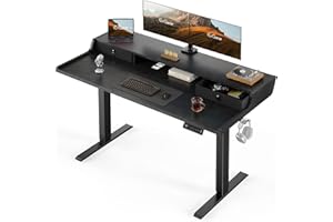 ErGear Electric Standing Desk with Drawers, 48″x24″ Gaming Desk with Monitor Stand, C-Clamp Mount Compatible, 4 Preset Height