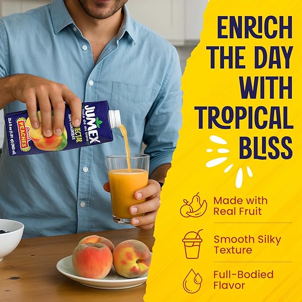 JUMEX PEACH JUICE NECTAR – PEACH NECTAR MADE WITH FRESH FRUIT PUREE – TROPICAL FRUIT JUICE CONCENTRATE FOR SMOOTHIE MIX, COCKTAIL MIXERS, KIDS DRINKS & MEXICAN BEVERAGES – 32.4OZ, 1 PACK CARTON