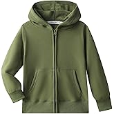 DILBYKE Boys Girls Hoodies Hooded Sweatshirts Solid Fleece Hoodie Classic Full Zipper Top Plush Cotton