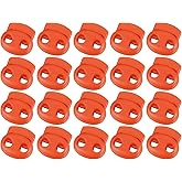 uxcell 40Pcs 5mm Plastic Cord Locks Double Hole Spring Slider Toggles Clip End Stopper Fastener for Drawstrings Paracord Shoelace, Orange