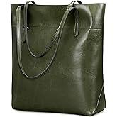 Kattee Vintage Genuine Leather Tote Shoulder Handbag for Woman with Adjustable Handles
