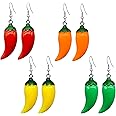 QUSIJIA 4 Pairs Chili Pepper Dangle Earrings For Women Funny Lifelike Simulation Vegetable Food Resin Dangle Drop Earrings For Women