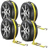 Car Tie Down Straps for Trailers 4 Pack - 2" x 120" Heavy Duty Trailer Straps, 10,000 lb Break Strength, Over The Wheel Tire Straps for Car Hauler, Truck, UTV, and Utility Trailers