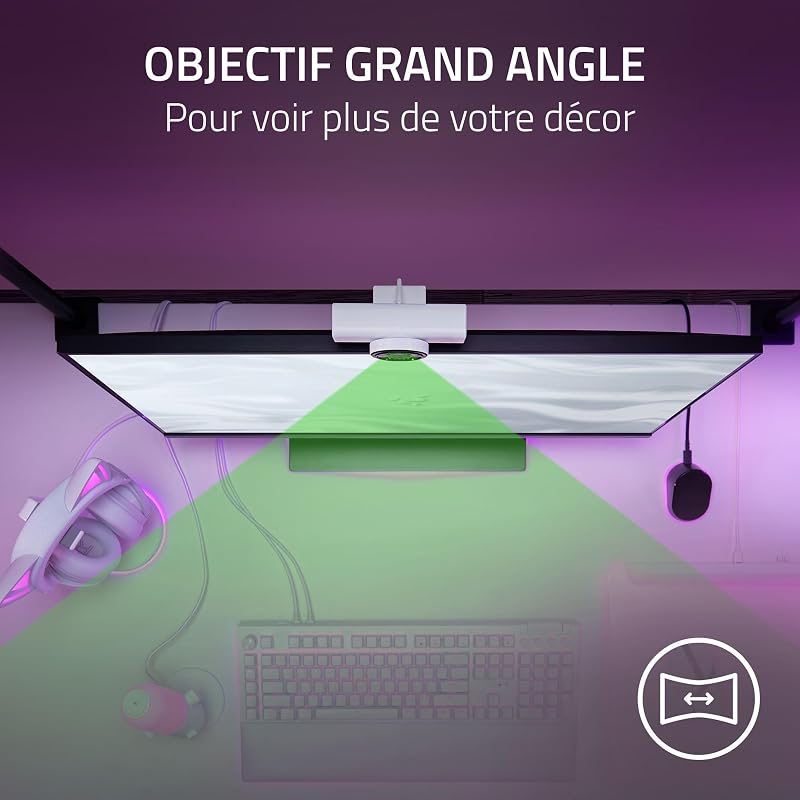 Kiyo V2 X - Webcam Full HD 1080p, 60 FPS pour Les créateurs - Autofocus Rapide - Objectif Grand Angle - Micro intégré - Compatible avec Open Broadcaster Software et Xsplit | Blanc
