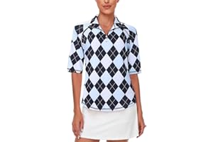 Misyula Womens Golf Shirt Quick Dry Half Sleeve Quarter Zip Polo Workout Tops Tennis Shirts M-XXL
