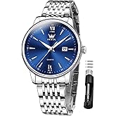 OLEVS Mens Watches Dress Waterproof Watch with Date Day Analog Quartz Casual Wrist Watch Large Number Classic Luxury Luminous Scales 41mm Big Face Easy Read Reloj para Hombre