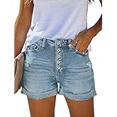NEYOUQE Women's Denim Shorts High Waisted Ripped Distressed Button Short Frayed Jeans Stretchy Casual Fashion Jean 2025