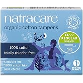 Natracare Non-Applicator 100% Organic Cotton Tampons, Regular, Totally Chlorine Free, Biodegradable and Compostable (1 Pack, 10 Tampons Total)