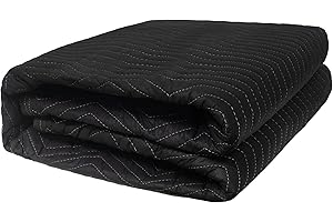JourneyO Moving Blankets 72"x80", (45 lb/dz Weight), Heavy Duty Moving Blanket, Deluxe Quality Padded Packing Blankets for Furniture Shipping and Storage, Black (1 Blanket)