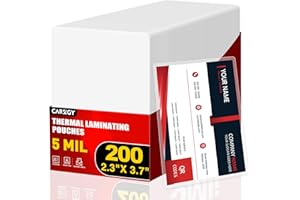 CAREGY 200 Count Thermal Laminating Pouches,5Mil,Hold 2 x 3.5 inch Business Card Laminate Pouches for Laminator, Clear Lamination Paper Protection 2.3 x 3.7 inch, Round Corner, Home & Office