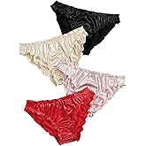 Verdusa Women's 4pack Frill Trim Satin Underwear Briefs Panty Set