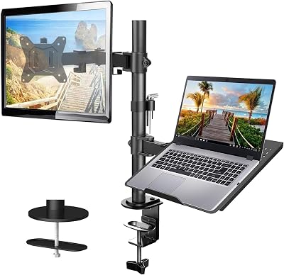 HUANUO Monitor Arm with Laptop Tray 13-32 Inch VESA 75/100