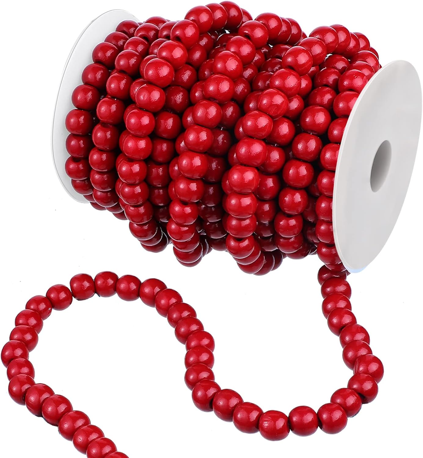 Wreaths, Garlands & Swags - Christmas Wooden Bead Garland Rustic Farmhouse Bead Garland Xmas Tree Bead Ornaments for Christmas Decorations, Total of 26 Feet (Dark Red)