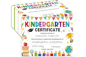 ADDUSTER 30 Piece Kindergarten Certificate - Preschool Color Graduation Certificate Kindergarten Graduation Supplies Children's Student Achievement Award 8.5 x 11 inches (White)