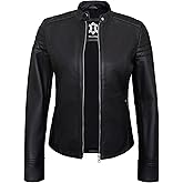 UrbanFocal Womens Leather Jackets - Real Lambskin Stylish Motorcycle Leather Jacket Women