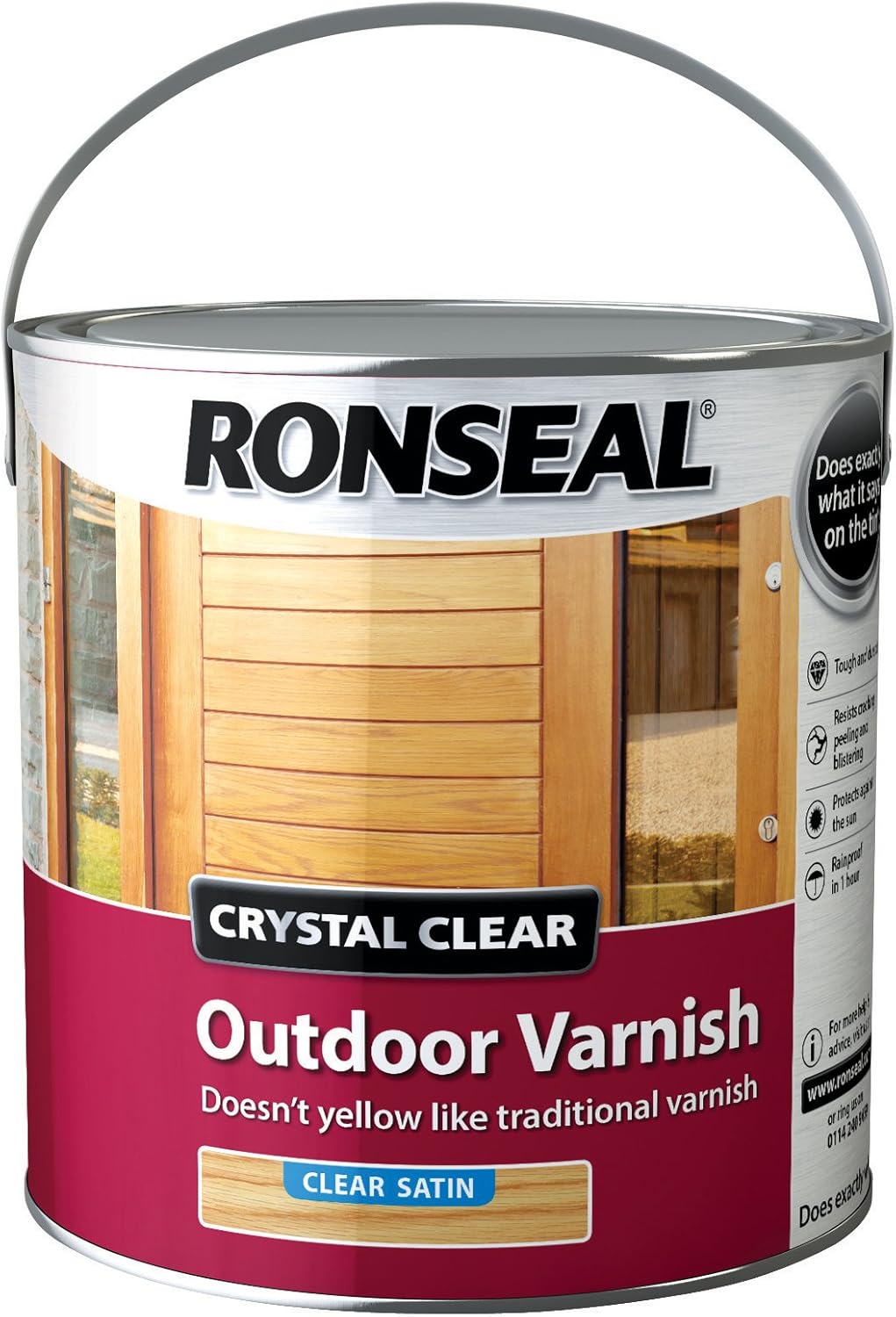 Ronseal CCODVS25L 2.5 Litre Crystal Outdoor Satin Finish Varnish