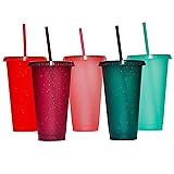 Suertestarry Plastic Tumblers with Lids and Straws